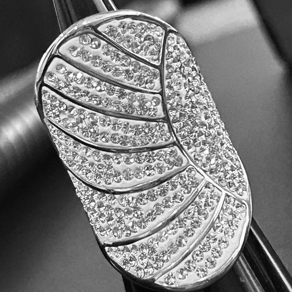 💎 Elegant “Art-Deco” Concave Statement Ring Stunning CZ’s Sz. 6 - Vintage - Picture 3 of 7